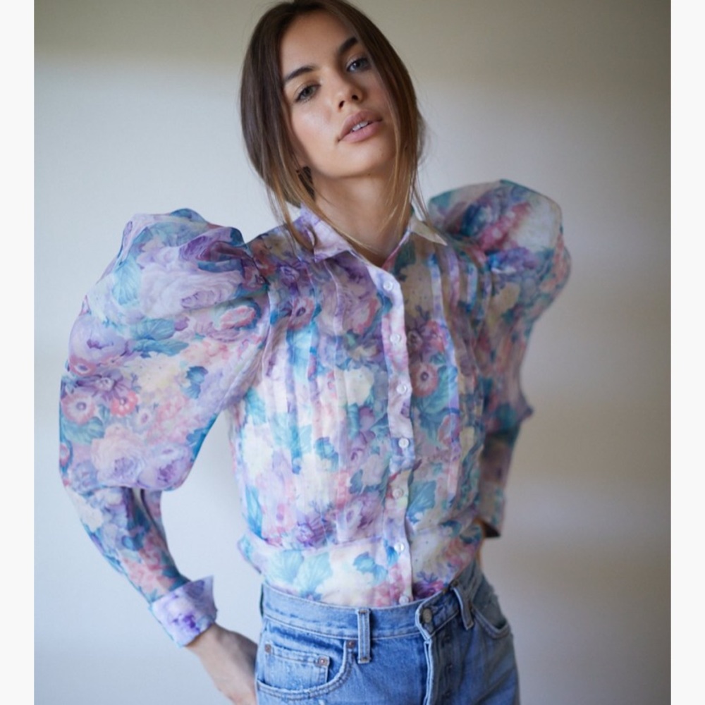 Selkie Pastel Floral Victorian Blouse